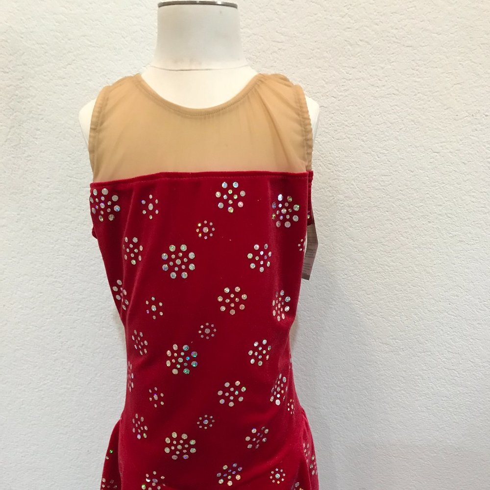 Adult small Freestyle Fashions figure skating dress red NEW